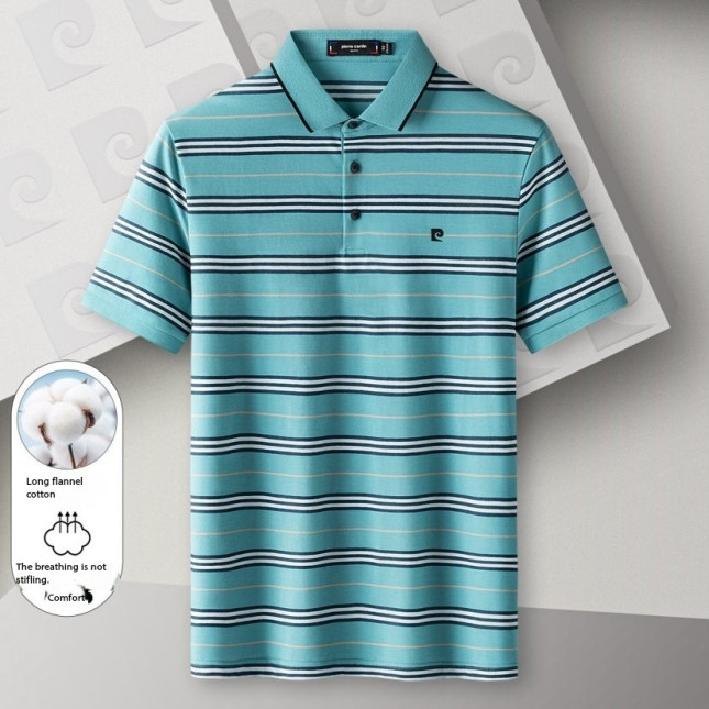 Pierre Cardin Men’s Green Striped Polo Shirt P61113013J56